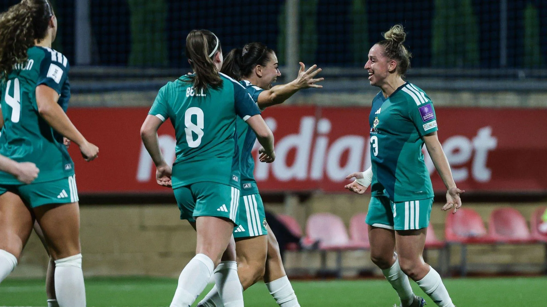 Nat Johnson celebrates scoring